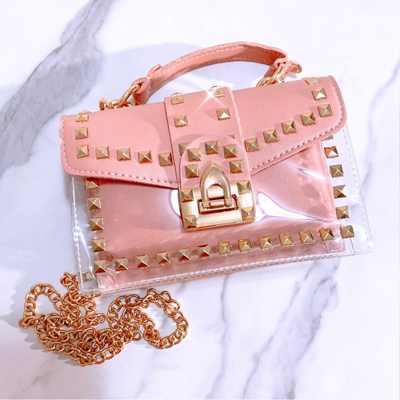 LAST ONE‼️ PINK Luxury Rivet Jelly Candy Handbags Crossbody - Picture 2 of 10